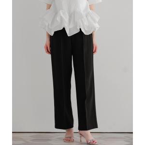 スラックス パンツ ポケットスカラップワイドパンツ レディース