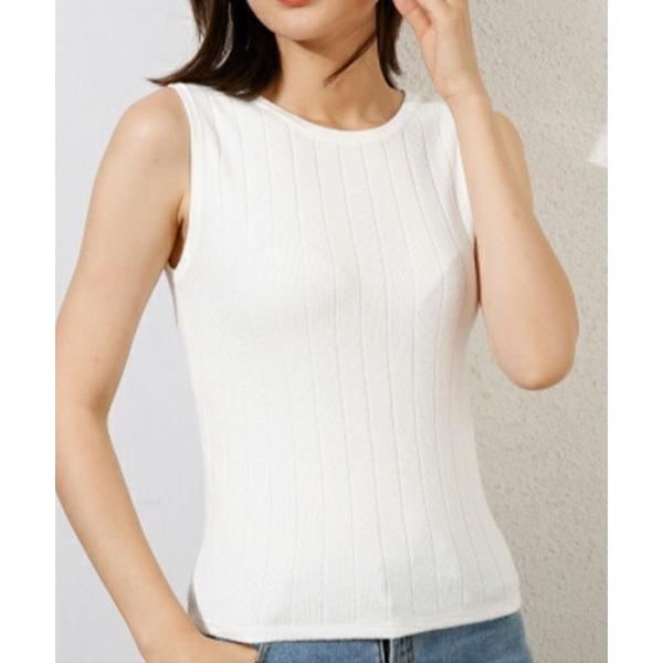 タンクトップ ノースリーブ 着回しやすいデザインが魅力のシンプルなニットトップス レディース