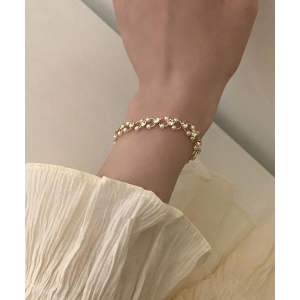ブレスレット YU-KA:パール＆ビジューラウンドブレスレット Pearl＆bijou round ...