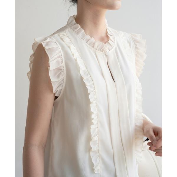 ブラウス シャツ 夏服にピッタリなフレンチスリーブ上品フリルブラウス レディース