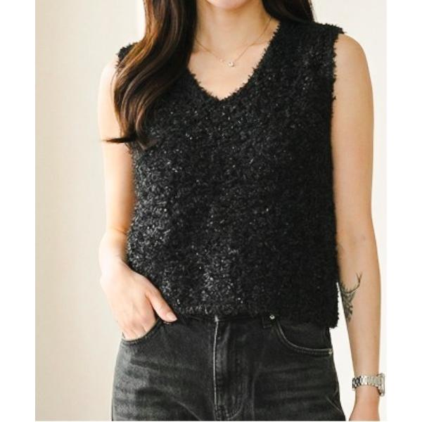 ベスト ジレ チョウチョヤーンニットベスト / サマーニット ノースリーブトップス レディース