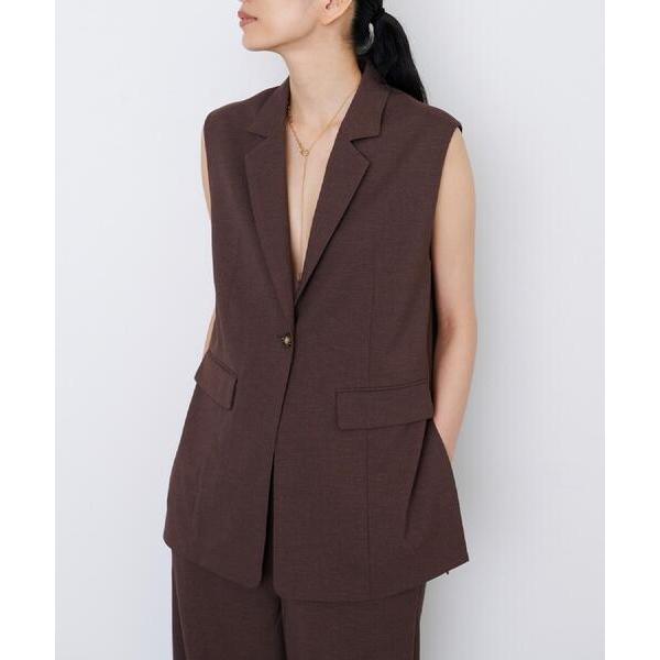 ベスト ジレ 「セットアップ対応」リネンライクジレジャケット「カセット服/通勤・オフィス」 レディー...