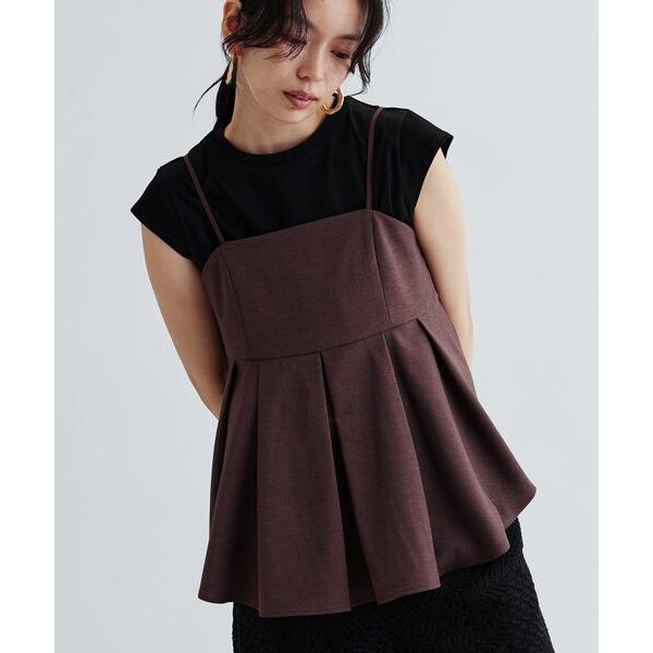 タンクトップ ノースリーブ 「セットアップ対応」リネンライクビスチェ「カセット服/通勤・オフィス」 ...