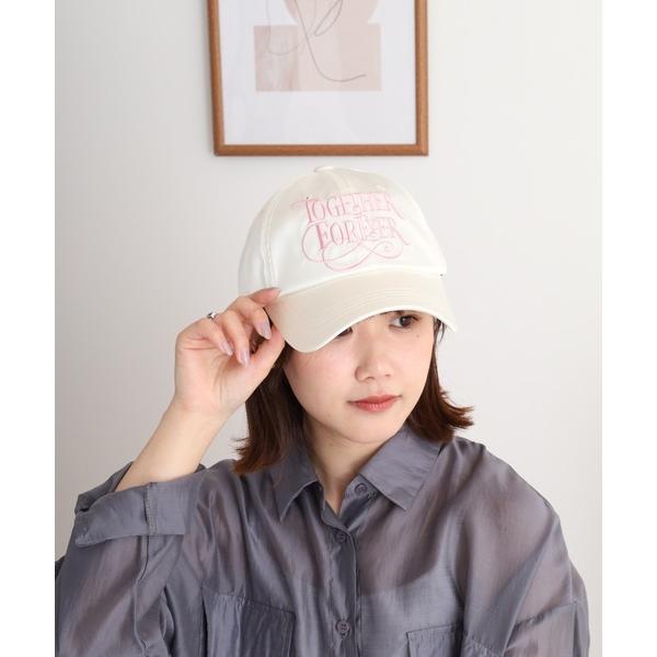 キャップ 帽子 ロゴ刺繍サテンキャップ レディース メンズ