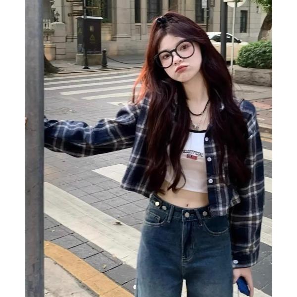 ブラウス シャツ 「ショート丈チェックシャツ(BDS) レディース メンズ