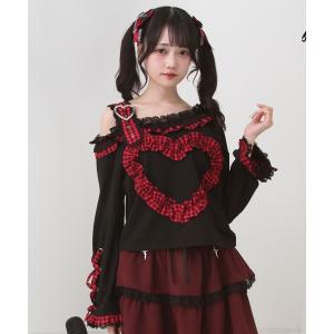 tシャツ ワンショルダーハートレースフリルTシャツ レディース