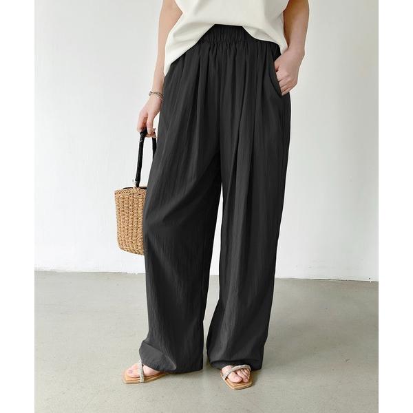 パンツ 涼感ストレートタックワイドパンツ レディース