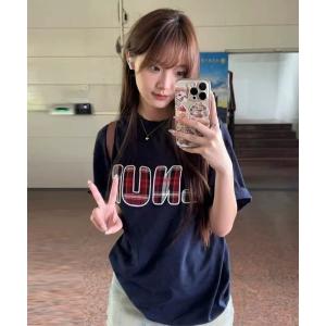 tシャツ 半袖 チェック ロゴ プリント 古着風...の商品画像