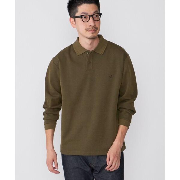 「SHIPS」 長袖ポロシャツ LARGE オリーブ メンズ