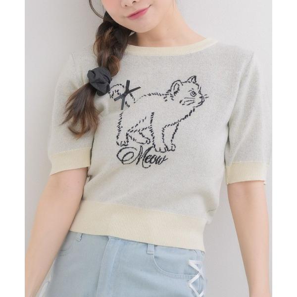ニット セーター リボンcatジャガードNTPO レディース