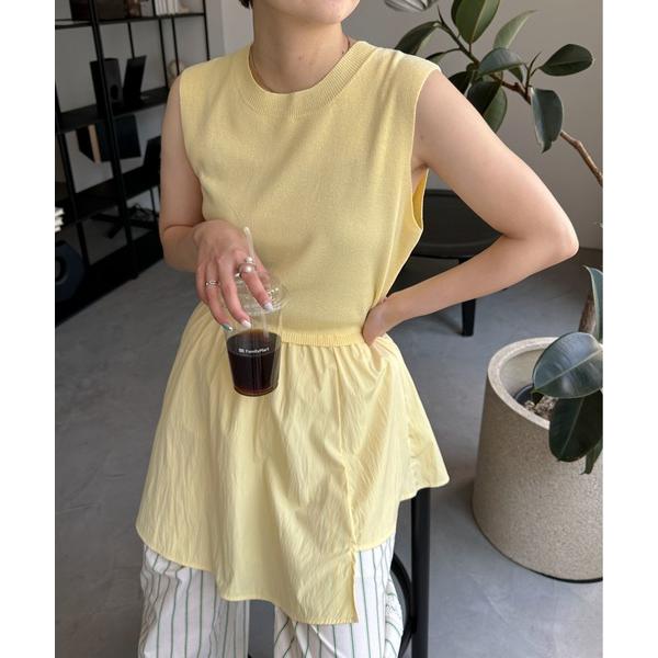 ニット セーター ランダムヘム切替ノースリニット レディース