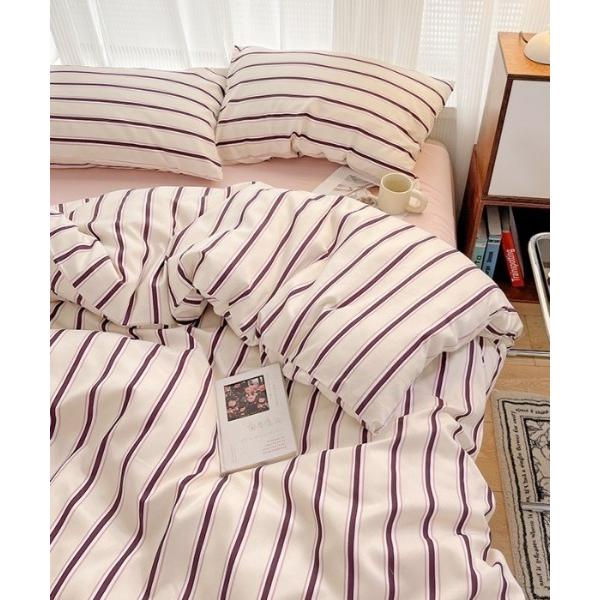 ベッド 寝具 マルチストライプベッドカバー４点セット