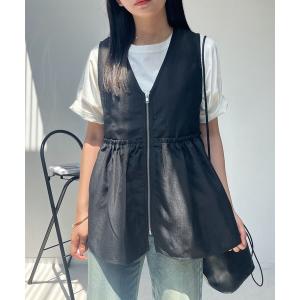 ベスト ジレ ●ぺプラムジップVネックベスト レディース
