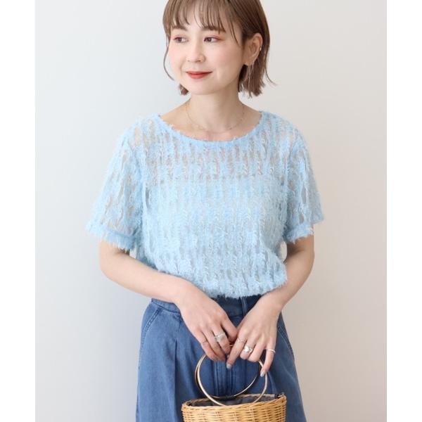 tシャツ チュールフリンジシアーTシャツ レディース