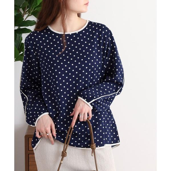 tシャツ je crois soi パイピング　ドットプリント　プルオーバー レディース