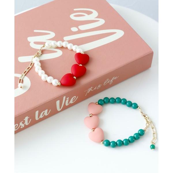 ブレスレット ハートバイカラーブレスレット レディース
