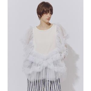 tシャツ ボリュームチュール×カットソーデザインチュニック レディース