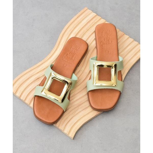 サンダル ミュール 「Oh my Sandals」スクエアトウフラットバックルサンダル(E52303...