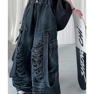ジーンズ Z)「BLINGLEADS」DAMAGE CARGO DENIM PANT/JNF24029 メンズ レディース