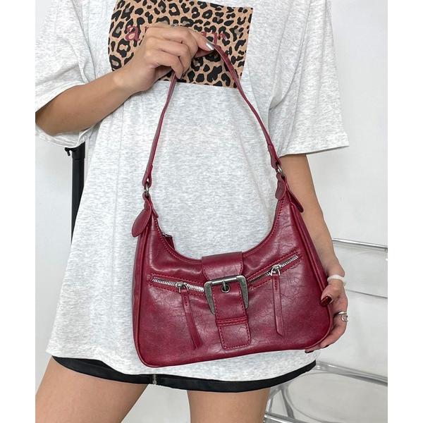 ショルダーバッグ バッグ フロントジップポケットショルダーバッグ レディース