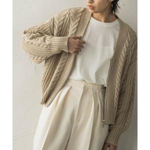 「socolla」 ニットカーディガン M ベージュ レディース