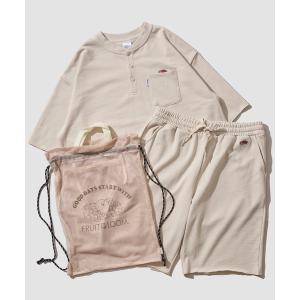 パジャマ ルームウェア 「FRUIT OF THE LOOM/フルーツオブザルーム」ヘンリーネック裏毛スウェットルームウェア / 収納バッグ付き レデ
