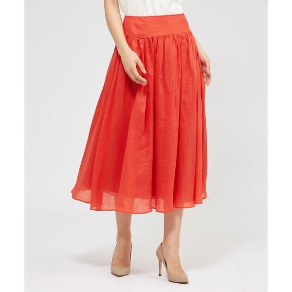 スカート 「VERY NaVY2025年6月号掲載」麻ツイル ギャザーフレアスカート