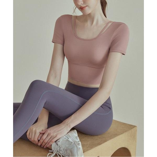 tシャツ パッド入り ヨガウェア トップス レディース