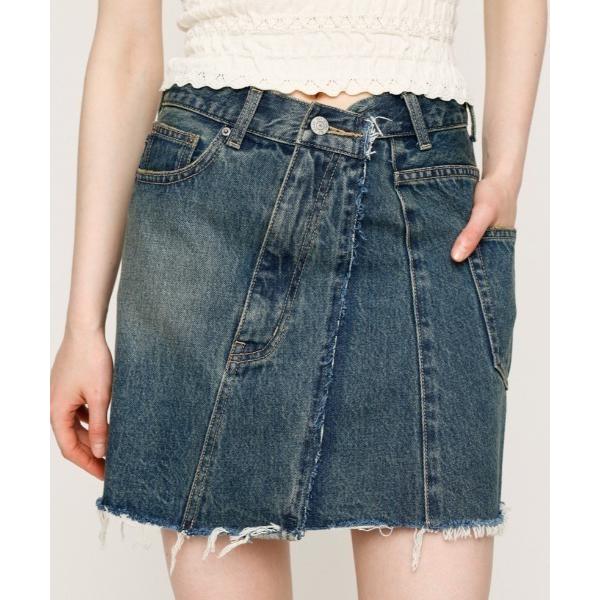 デニムスカート J/W ASYMMETRY REMAKE S/SK ジャストウエスト アシンメトリー...