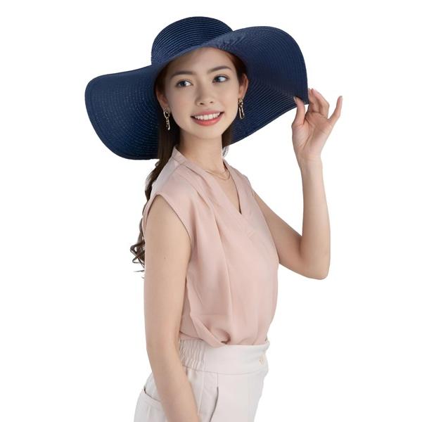 帽子 ハット 紫外線カット レディース 折り畳めるUVつば広ストローハット レディース