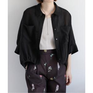 ブラウス シャツ 程よい透け感とふんわりシルエット♪「イージーケア」シアーミックスドルマンスリーブドロストシャツ レディース