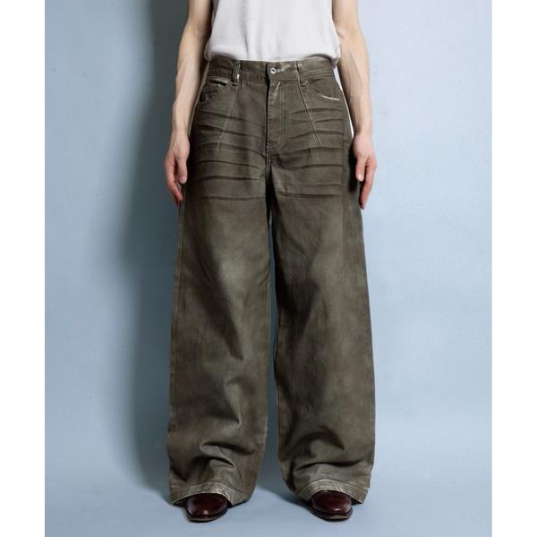 ジーンズ wide baggy spray processing denim trousers / ...