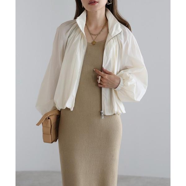 ブルゾン アウター 「撥水・UVカット」ショート丈シアーボリュームブルゾン レディース