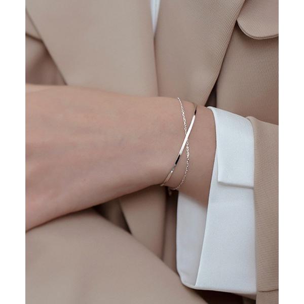 ブレスレット メタルライン＆チェーン2連ブレスレット レディース メンズ
