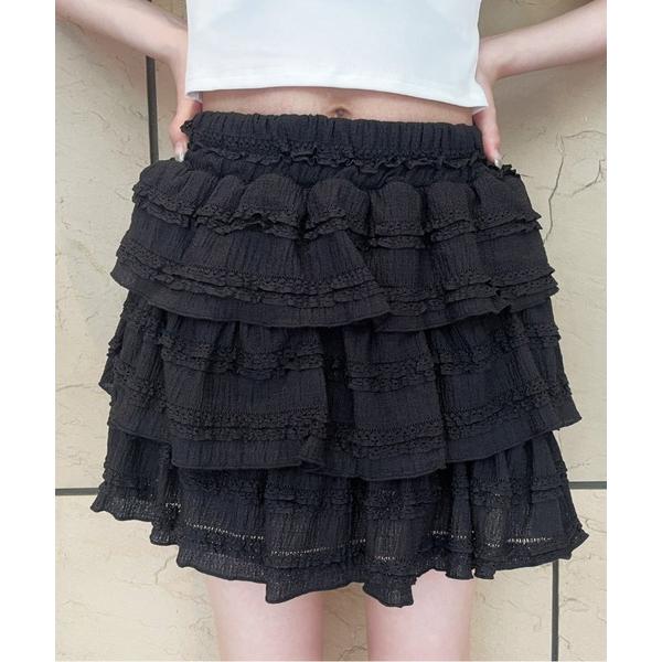 スカート ガーリーフリルミニスカパン