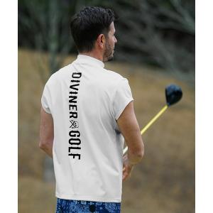 ゴルフ 「DIVINER GOLF」攻め袖 モックネックTシャツ メンズ ゴルフウェア ショートスリーブ 襟付き 夏服 メンズ