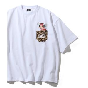 tシャツ 「Disney/ディズニー」×「LOVE BOAT/ラブボート」キャラクターロゴ ポケット付き 半袖クルーネックＴシャツ メンズ レディース