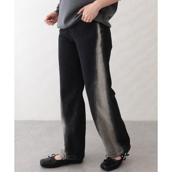 ジーンズ デニム デニムパンツ ウォッシュ加工 グラデーション ハイウエスト ワイド デニムパンツ ...