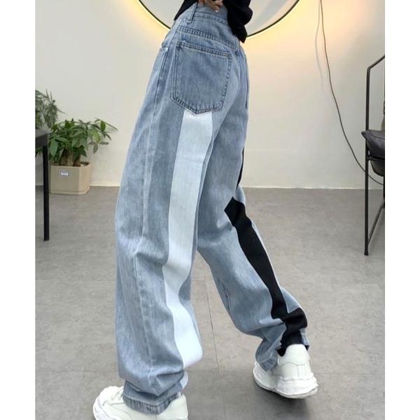 ジーンズ デニム デニムパンツ 「CANVAS+」バイカラーペイントデニムパンツ レディース
