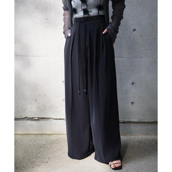 パンツ double tuck belted wide pants /ダブルタック ウエスト リボン...