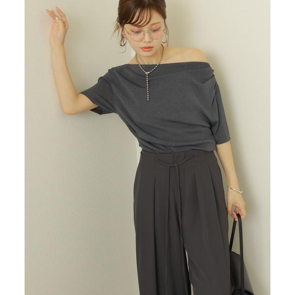 tシャツ asymmetry drape tops /アシンメトリー ドレープ 半袖 トップス レデ...