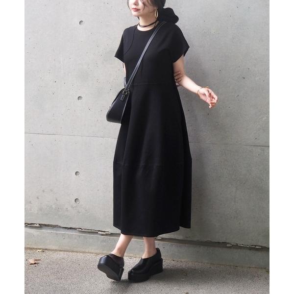 ワンピース bonding switching long dress /ボンディング 切り替え 半袖...