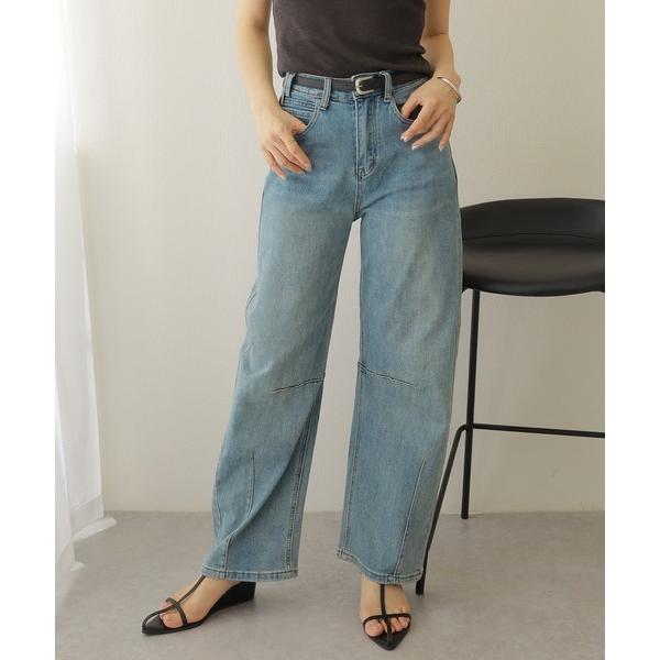 ワイドパンツ ジーンズ デニム デニムパンツ belted curve denim pants /ウ...