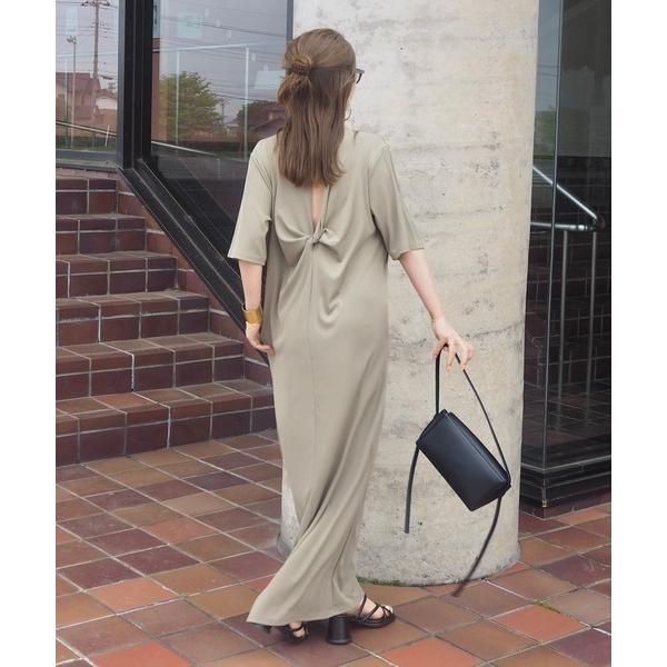 ワンピース back open twist long dress /バックオープン ツイスト 半袖 ...