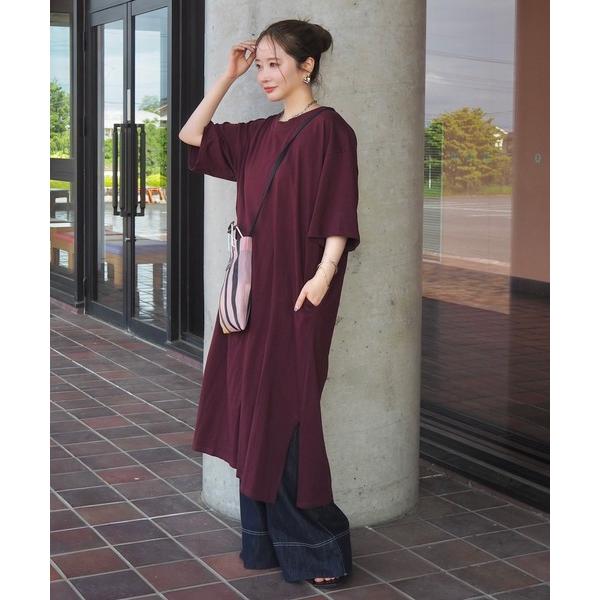 ワンピース cotton side slit tee op /コットン サイドスリット 半袖 Tシャ...