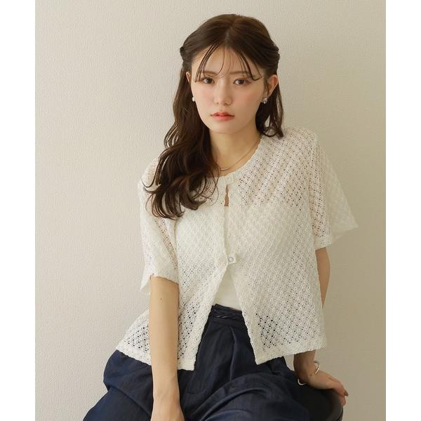 カーディガン openwork front button cardigan /透かし編み フロント ...