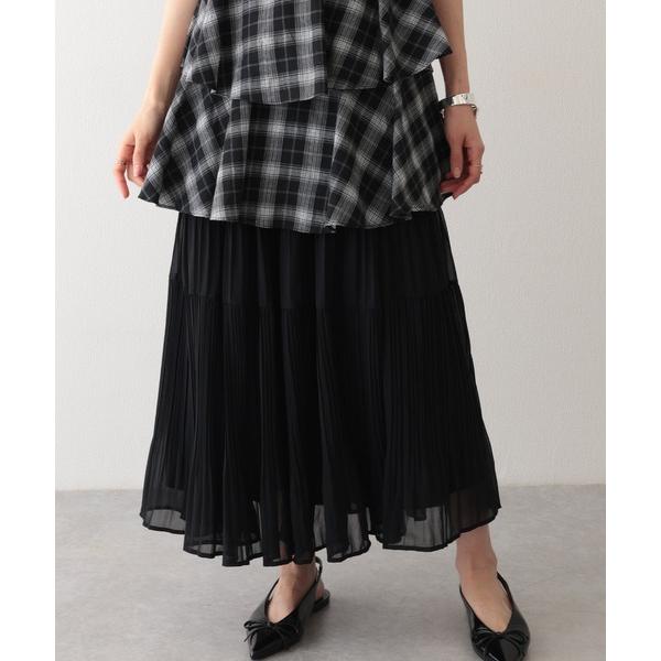スカート ティアード プリーツ フレア マキシ スカート