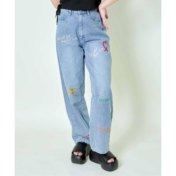 ジーンズ デニム デニムパンツ 「バレルシルエット×マルチ刺繍」レディース デニムパンツ ワイド 春...