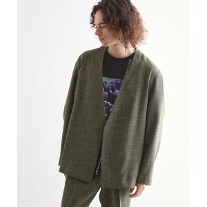 未使用❤︎ウール100％ ジャケット テーラード ヴィンテージ モスグリーン ジャケット テーラードジャケット スマみえジャケット ノーカラー