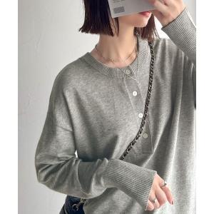ニット セーター ニットのぬくもりに、少しのアクセント。前後2wayヘンリーネックニットプルオーバー（長袖） レディース
